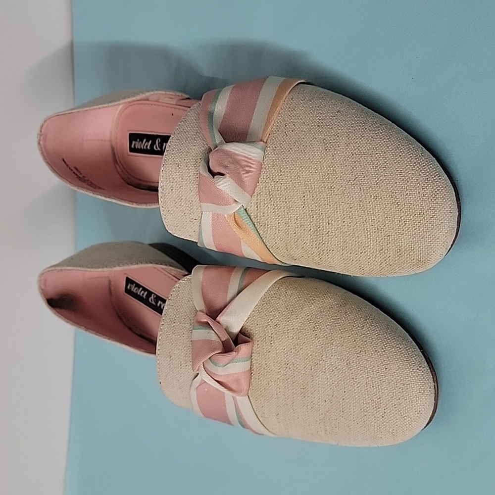 Violet & Red Sabrina Cream Colored Canvas D’orsay Flat Loafers  Shoes Size 85
